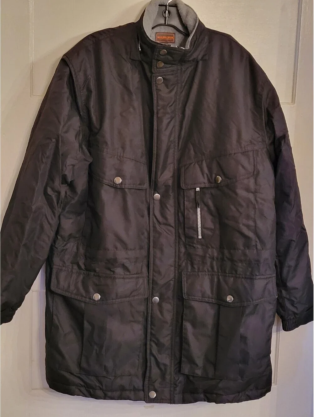 Boulder Creek Trading Men’s L Black Gray Fleece Lined Insulated Zip Snap No Hood